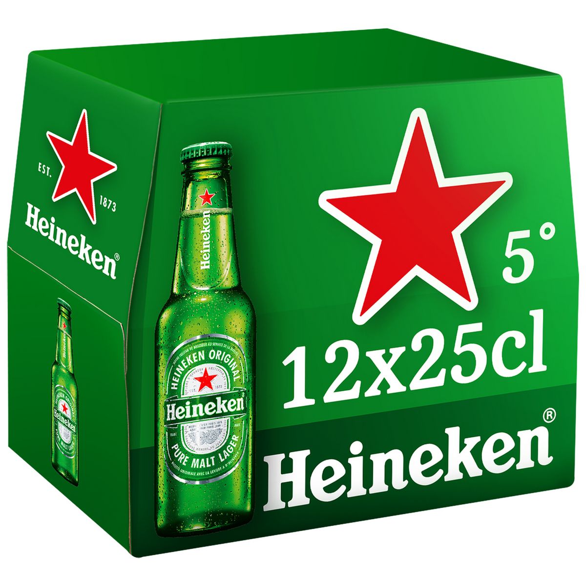 HEINEKEN Bière blonde premium 5% bouteilles 12x25cl