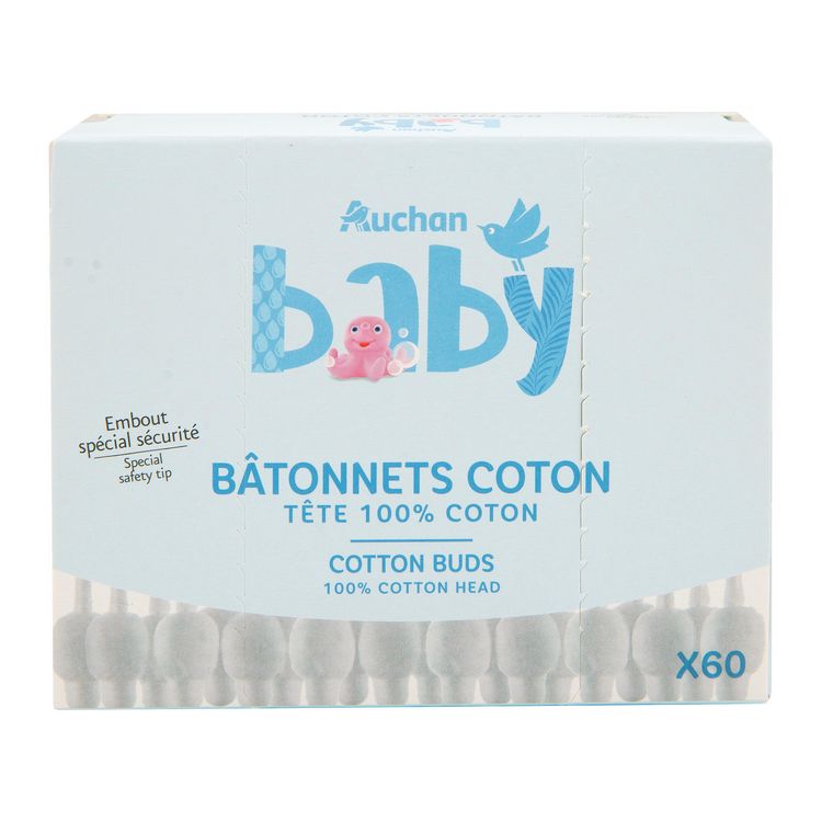 Coton tige bébé - Lot de 4 boîtes de 60 bâtonnets - Coton tiges - Robé  vente matériel médical