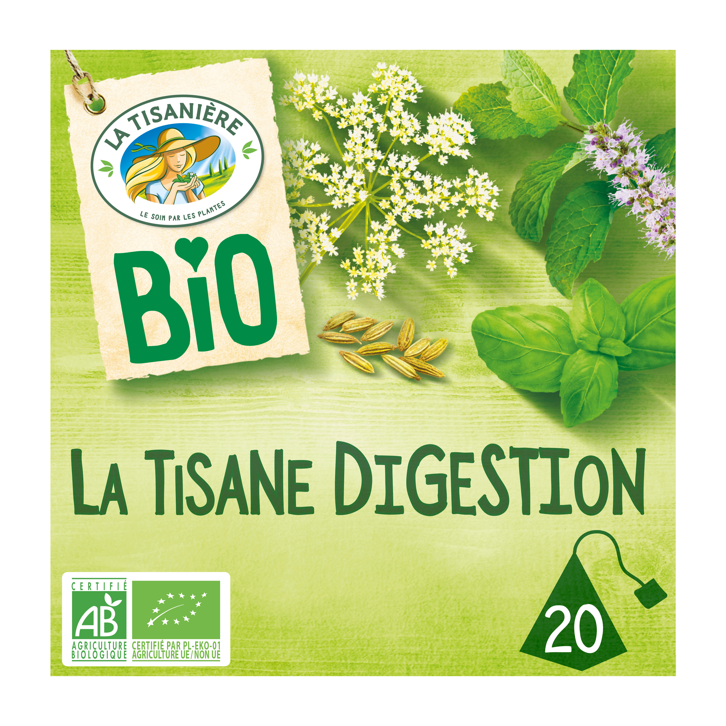 French Click - La Tisaniere BIO La Tisane Digestion Menthe Douce Anis  Basilic (x20) 30g