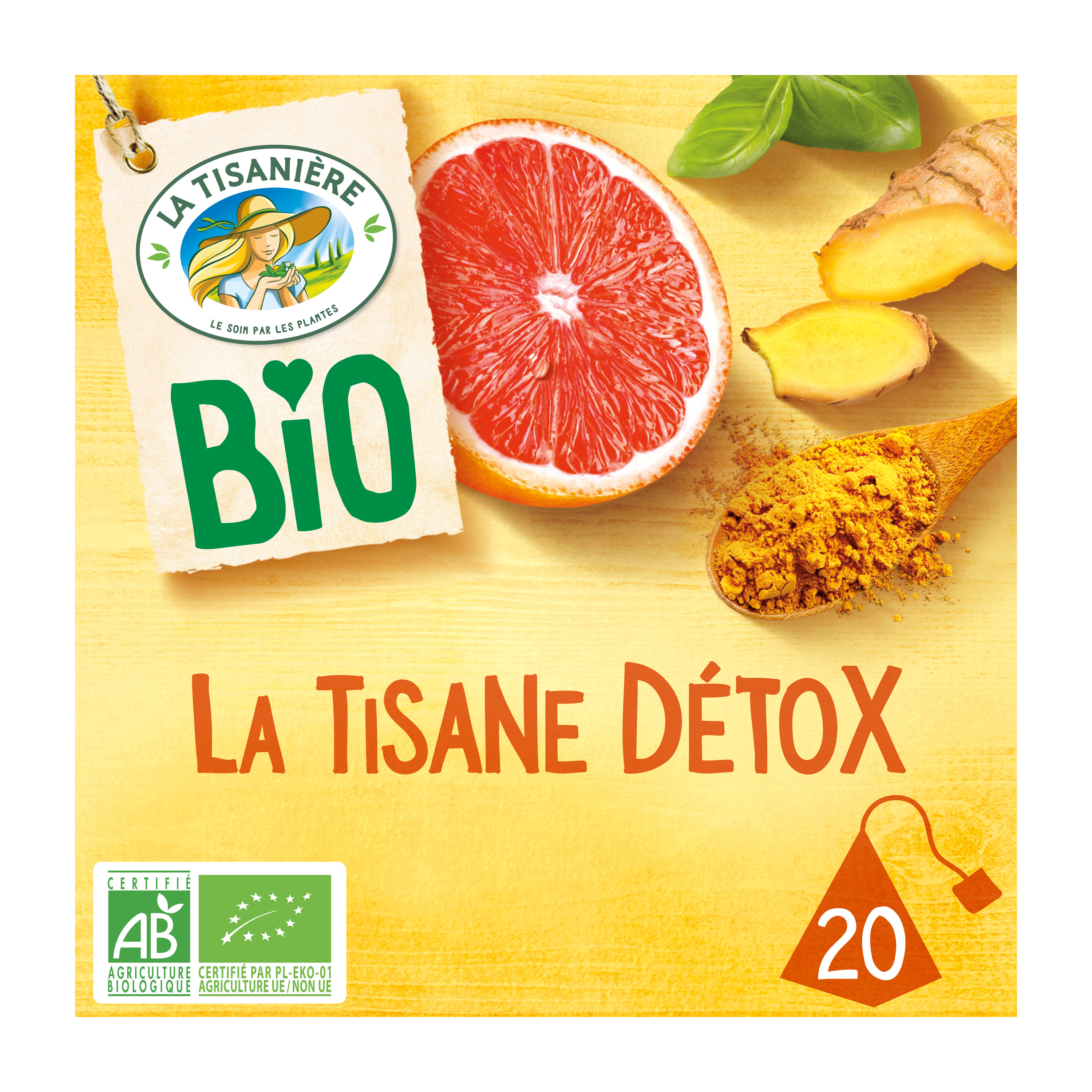 BiOrigine - Infusion bio Détox des Iles - Oranger Curcuma Coco Citronnelle  Hibiscus Gingembre - Saveur naturelle fruits exotiques - Produit naturel -  20 sachets : : Epicerie