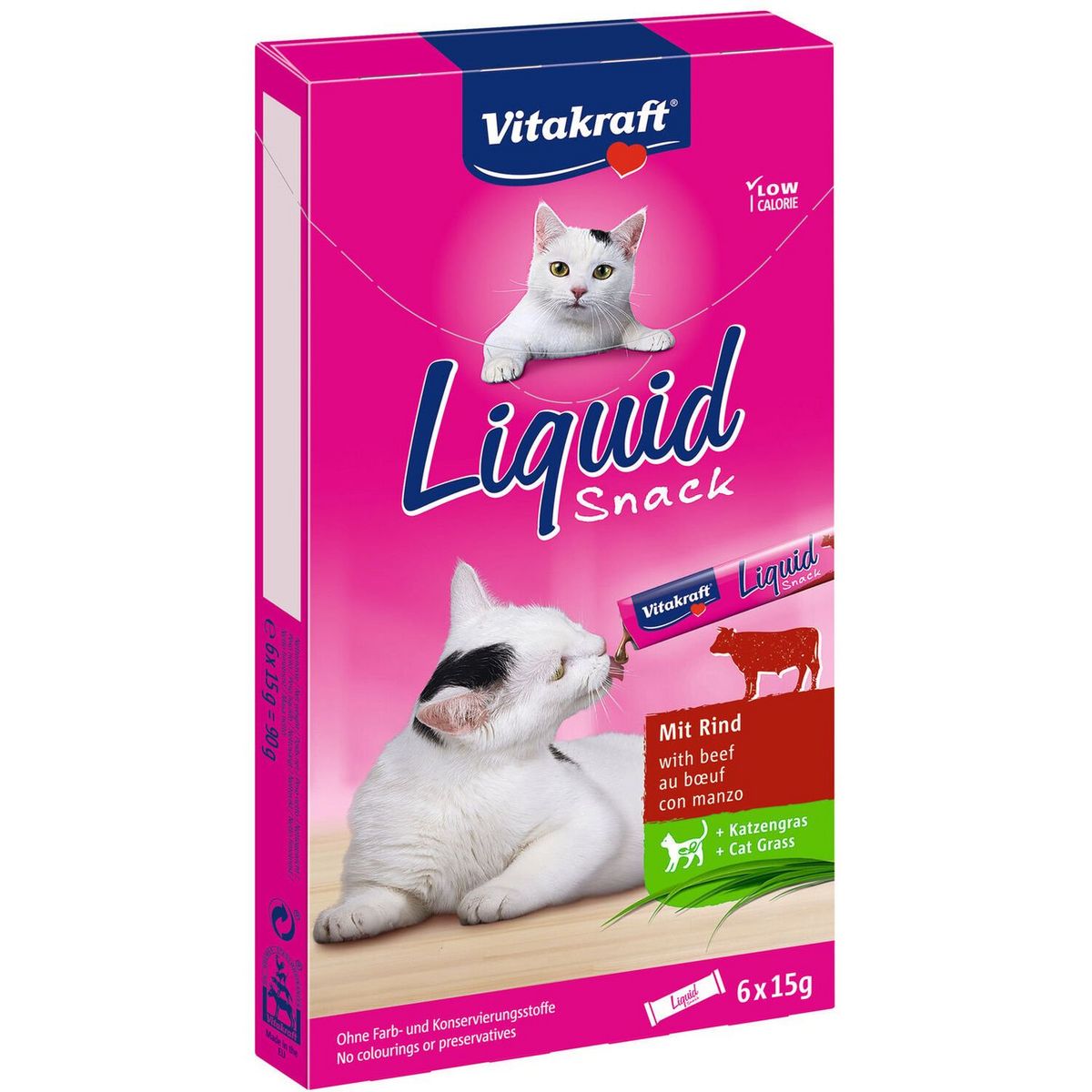 VITAKRAFT Liquide snack saveur bœuf pour chat 6 sticks 6x15g