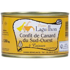 PIERRE LAGUILHON Confit de canard du sud-ouest IGP 4 cuisses 1,35kg