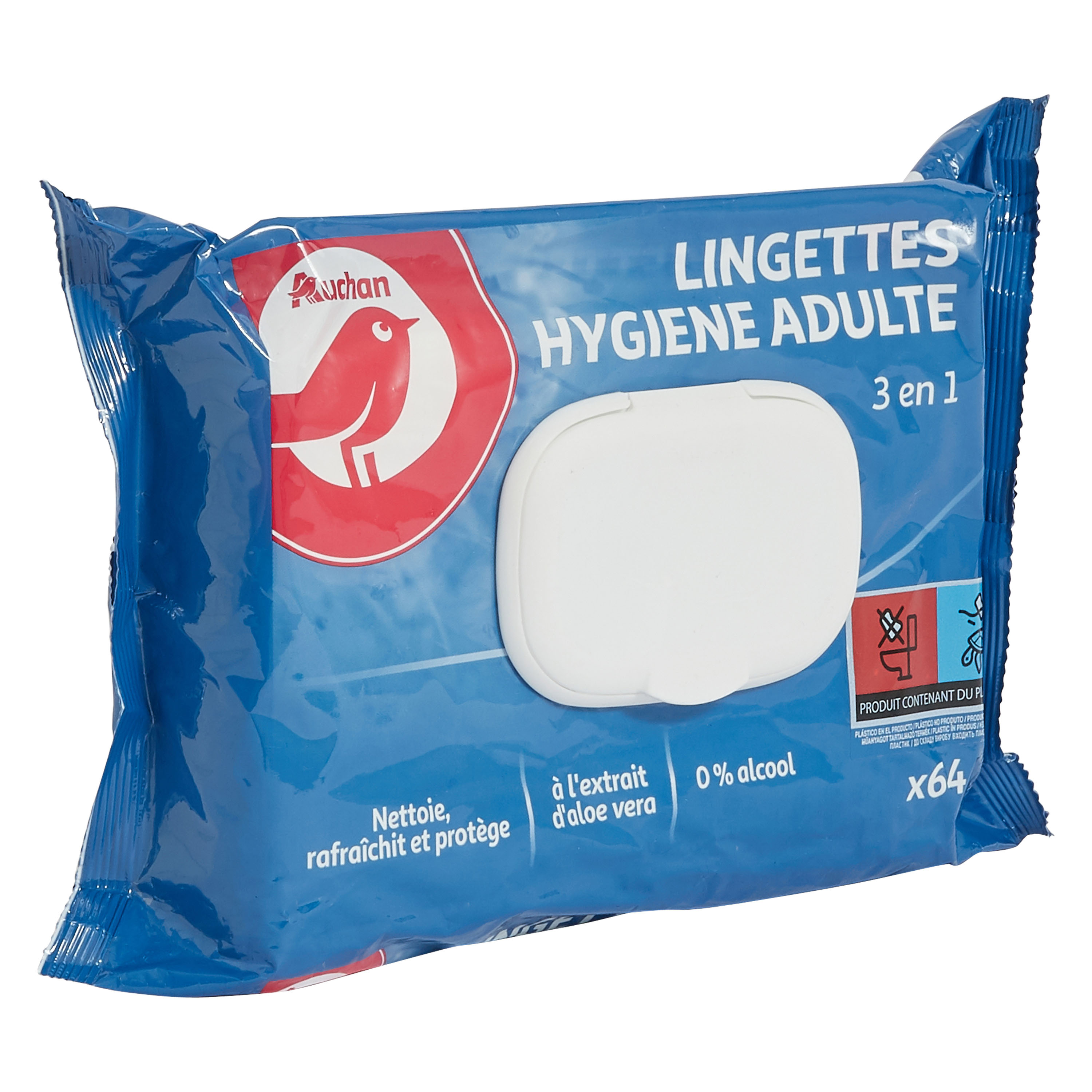 AUCHAN Auchan lingettes individuelles hygiène intime x10 pas cher 