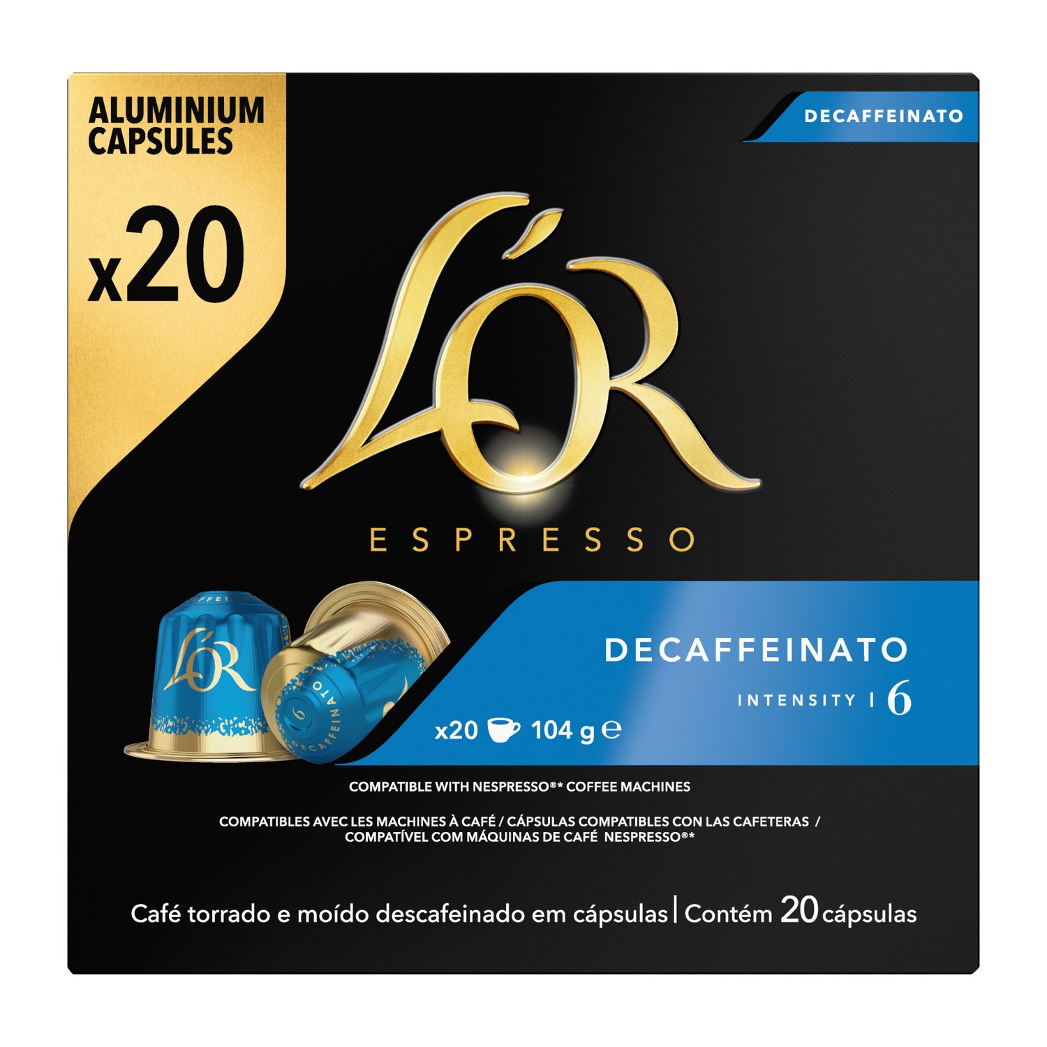 Pack de 10 capsules sans cafeine Maison du Café L'Or Espresso Decaffeinato  Intensité 6 - Achat & prix