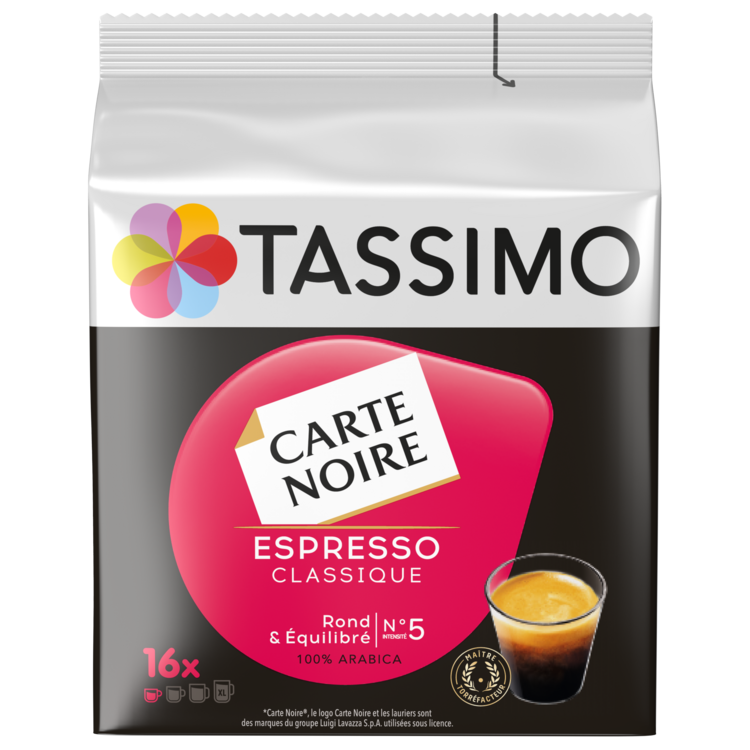 TASSIMO Dosettes de café Carte noire expresso classique 16 dosettes 104g  pas cher 