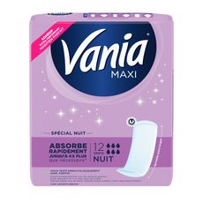 VANIA Maxi serviettes hygiéniques nuit extra longue sans ailettes 12 serviettes