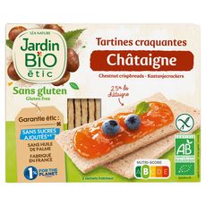 JARDIN BIO ETIC Tartines de châtaignes craquantes sans gluten ni sucres ajoutés 2 sachets 150g