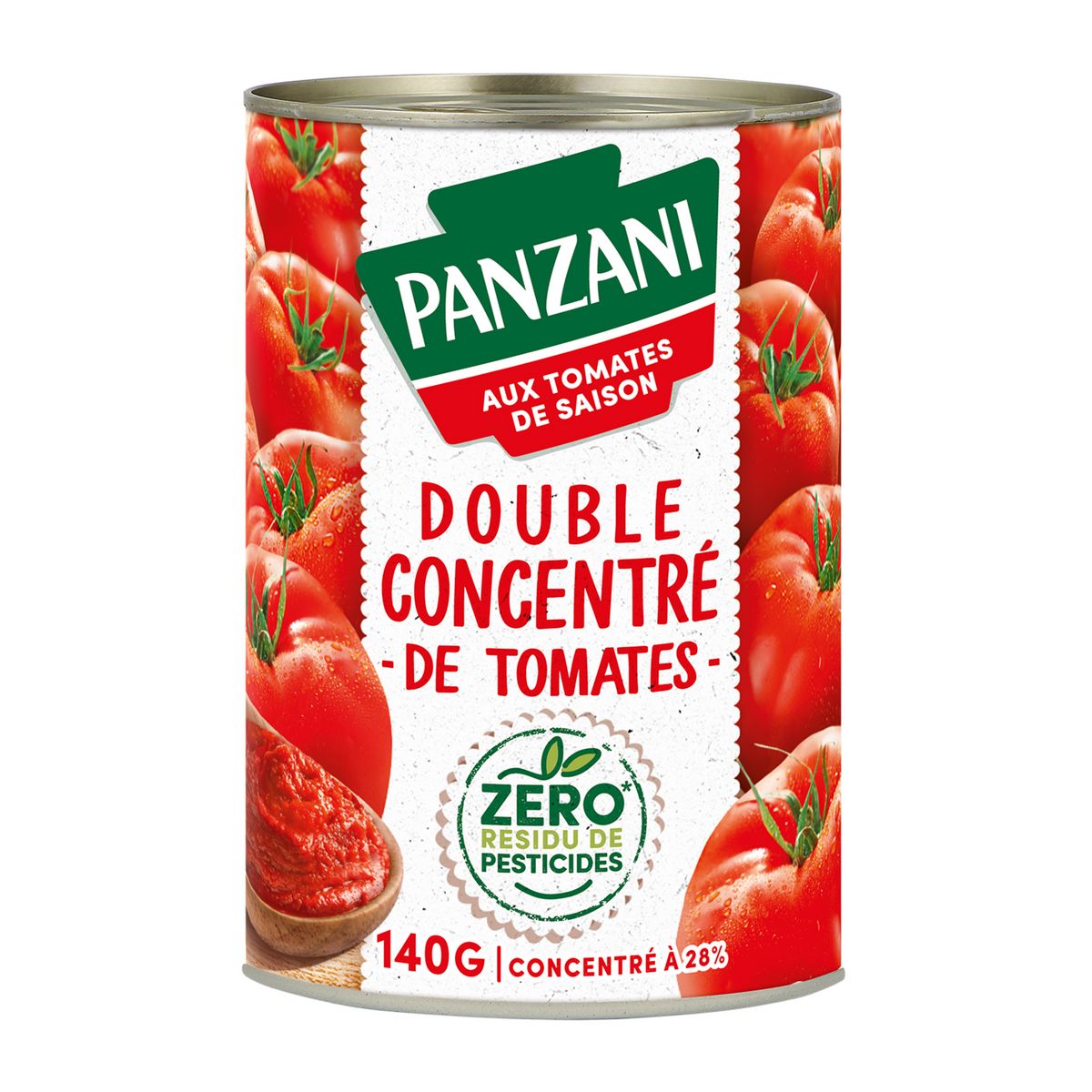 PANZANI Double concentré de tomates zéro résidu de pesticide en boîte 140g
