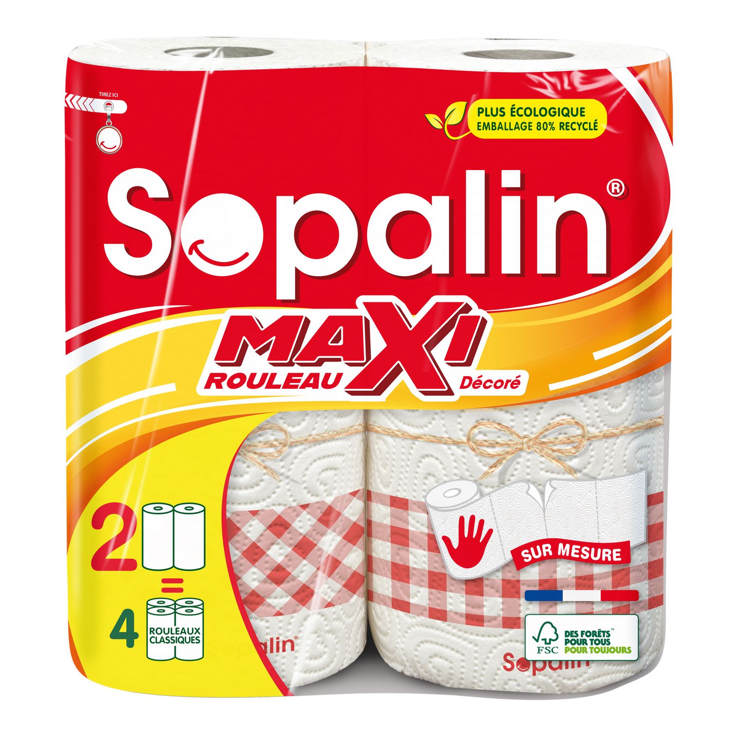 SOPALIN Sur Mesure essuie-tout décoré = 4 standards 2 rouleaux pas