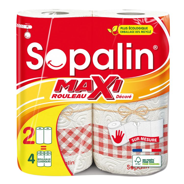 SOPALIN Essuie tout maxi rouleaux décorés = 8 classiques 4 rouleaux pas  cher 