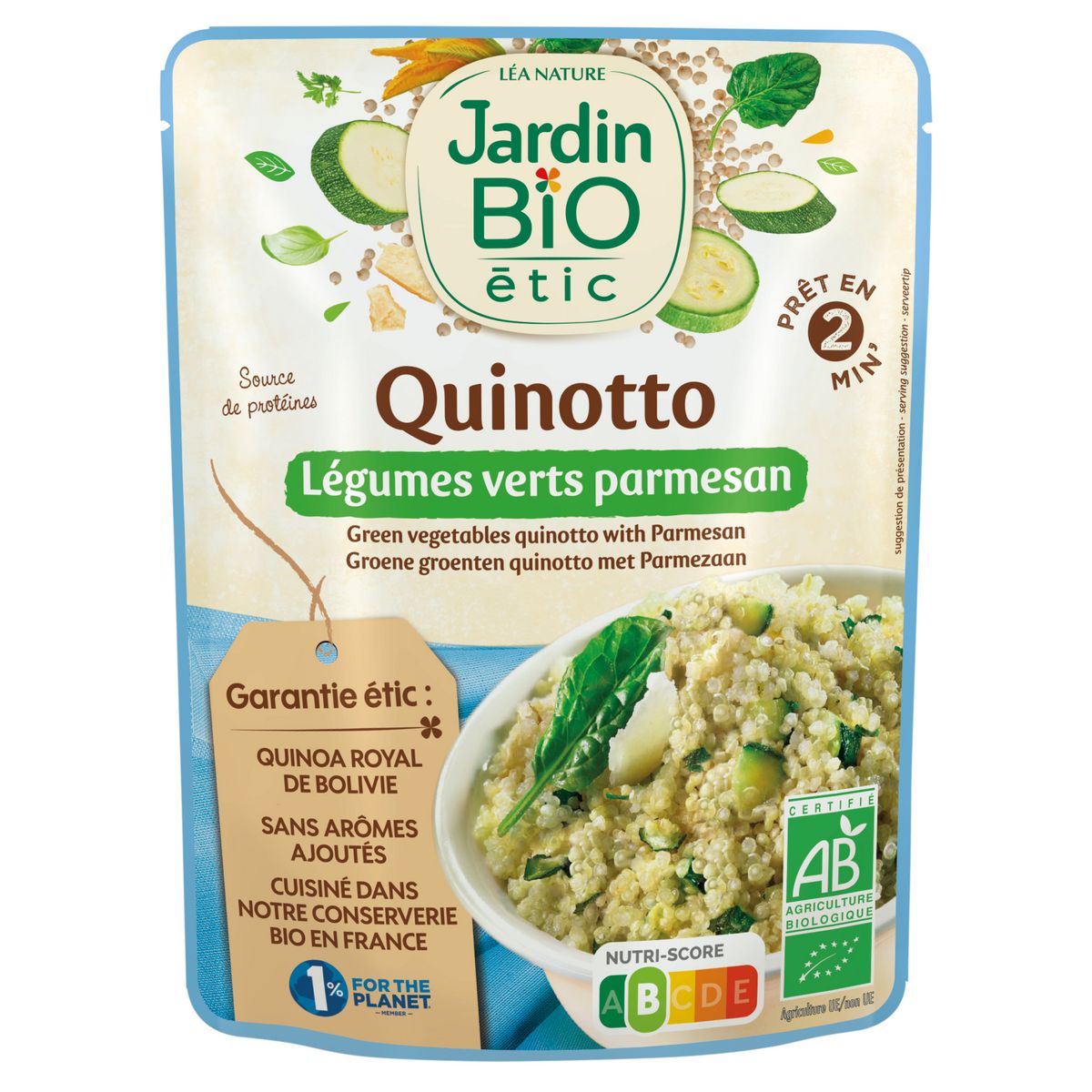 JARDIN BIO ETIC Quinotto légumes verts parmesan sachet express 220g