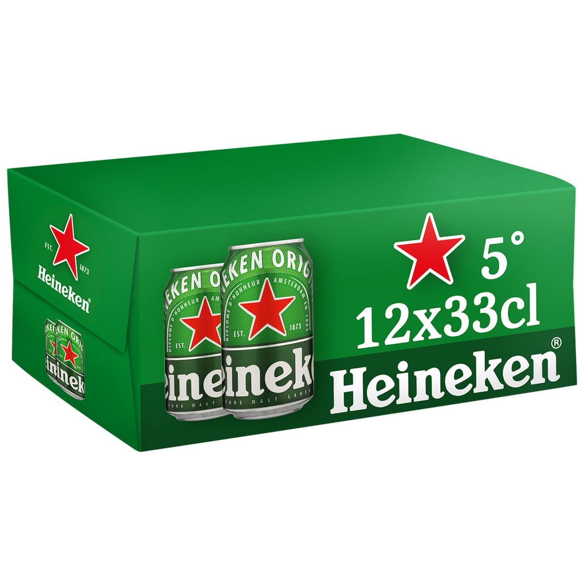 HEINEKEN Bière blonde premium 5% boîtes 12x33cl