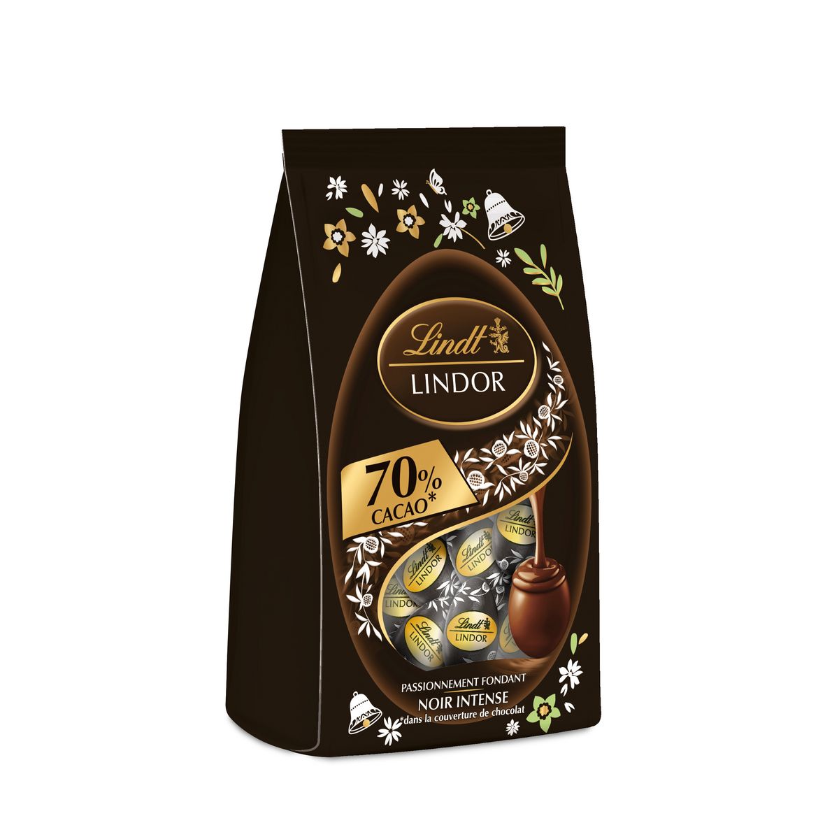 LINDT Lindor mini œufs au chocolat noir intense 70% cacao  180g