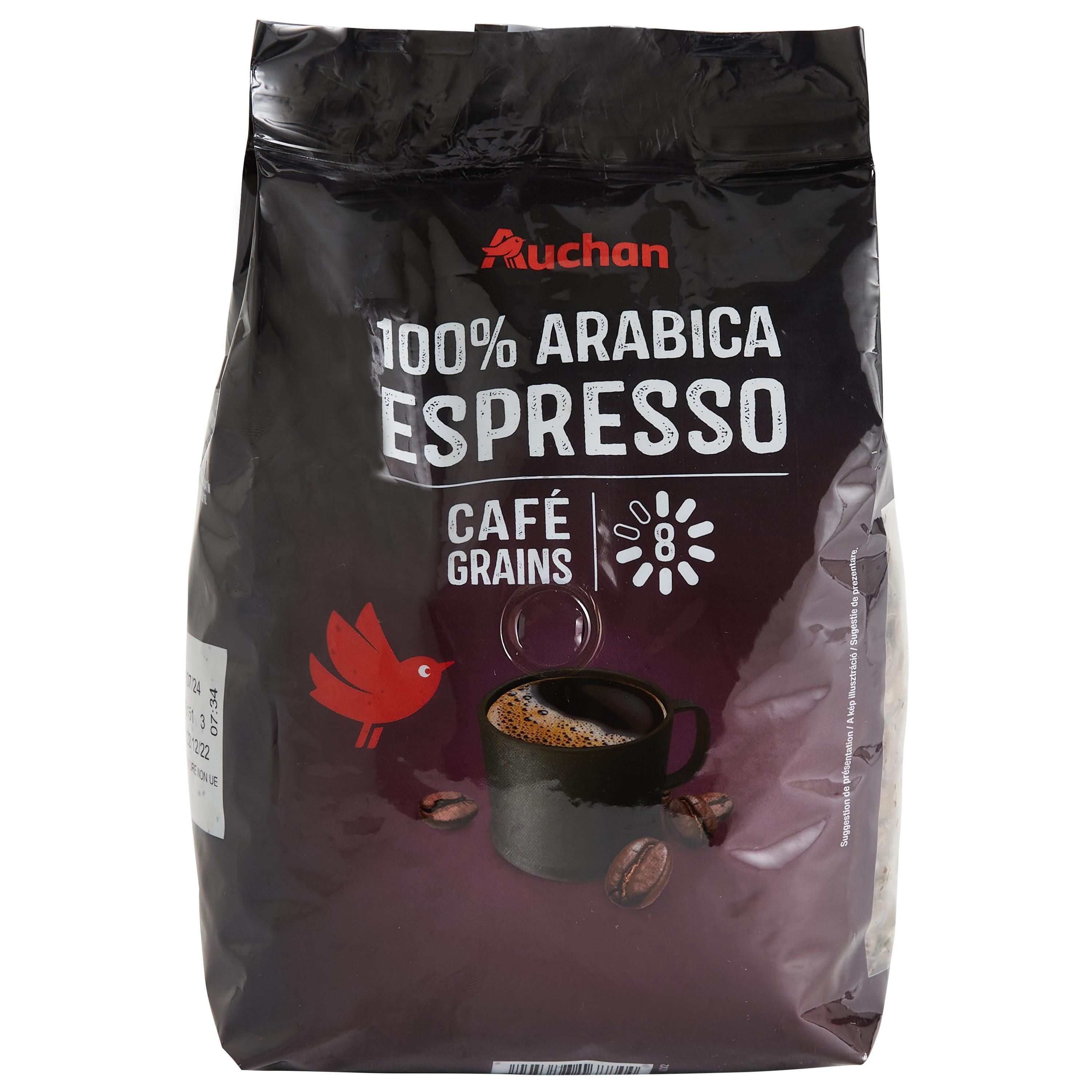 AUCHAN Café en grain tradition intensité 8 1kg pas cher 