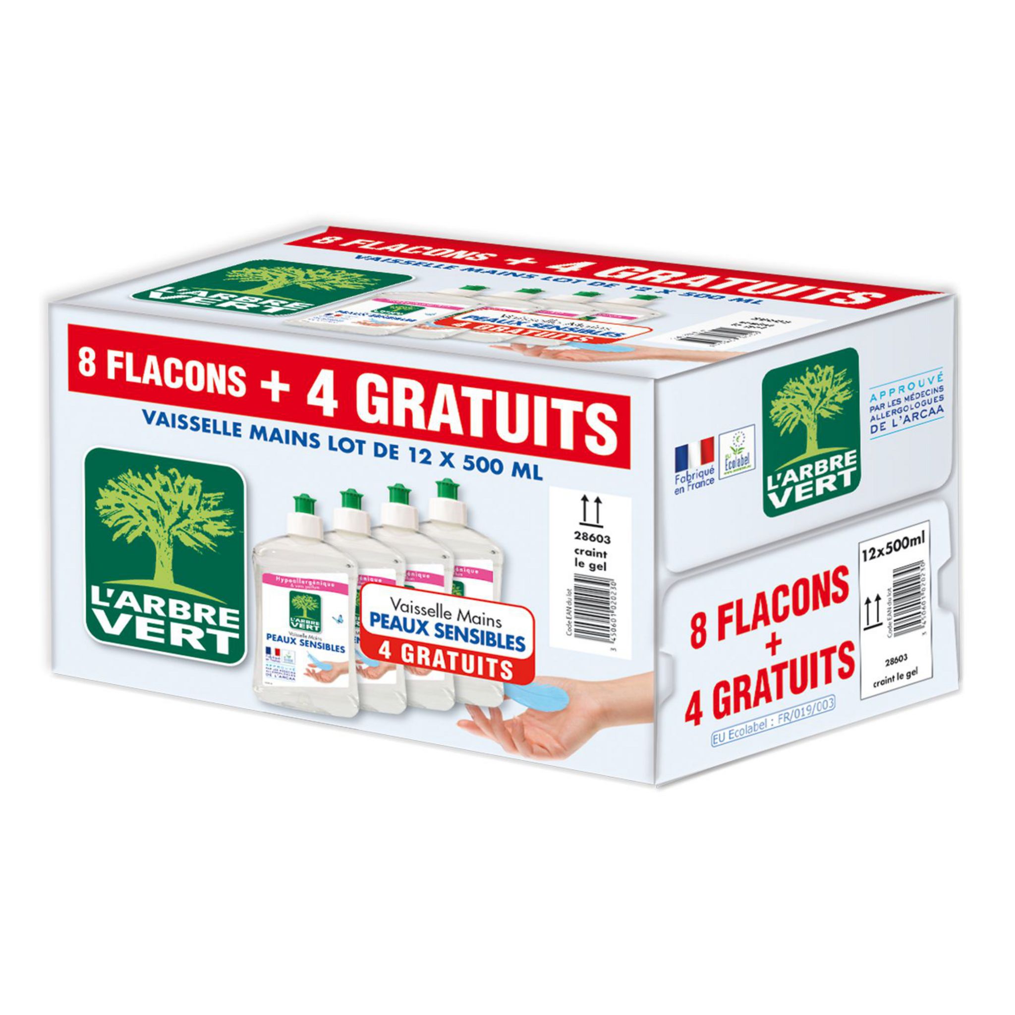 Liquide vaisselle écologique peaux sensibles, L'Arbre Vert (500 ml