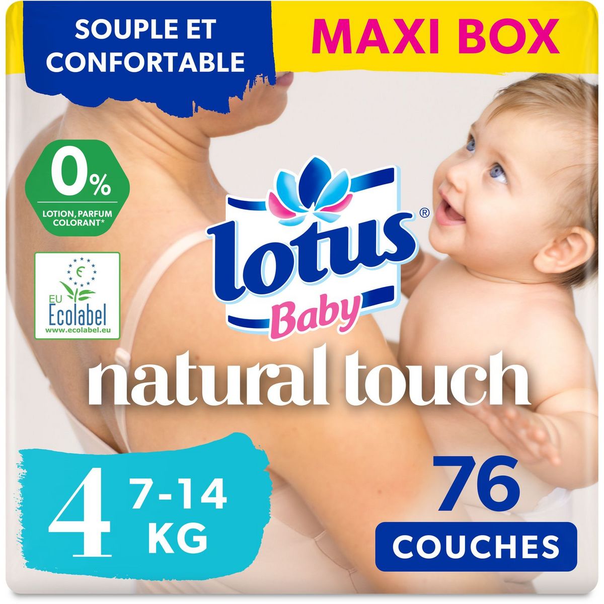 LOTUS BABY Couches Natural Touch Taille 4 (7-14 kg) 76 pièces pas cher 