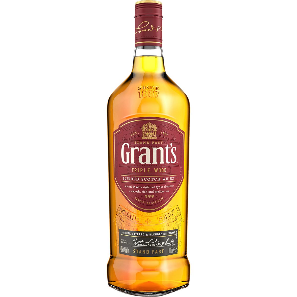 GRANTS Scotch whisky écossais blended malt triple wood 40% 1l