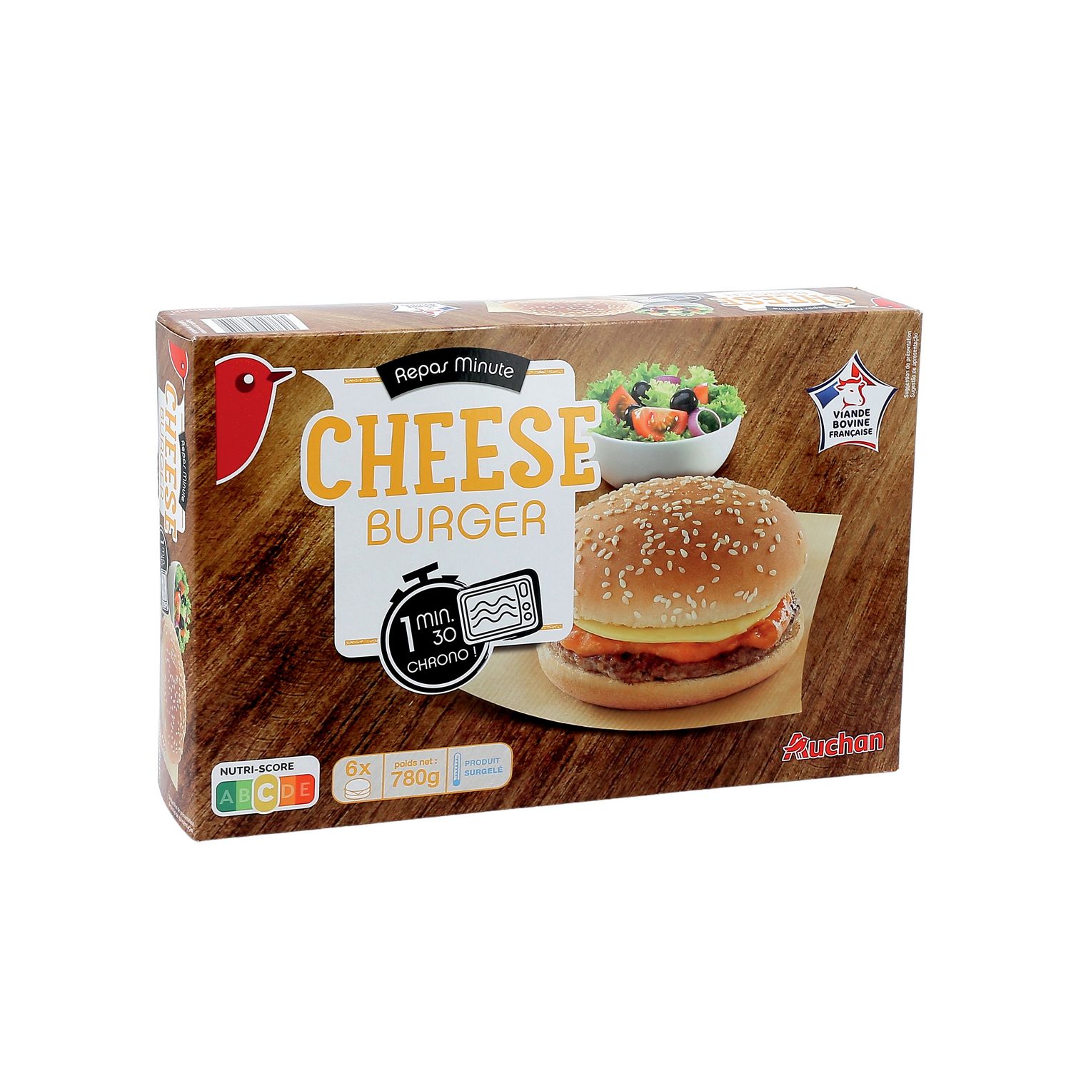 AUCHAN Cheeseburger 6 pièces 780g pas cher 