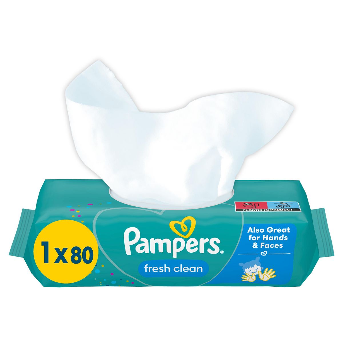 PAMPERS Lingettes fresh clean pour bébé 80 lingettes pas cher 