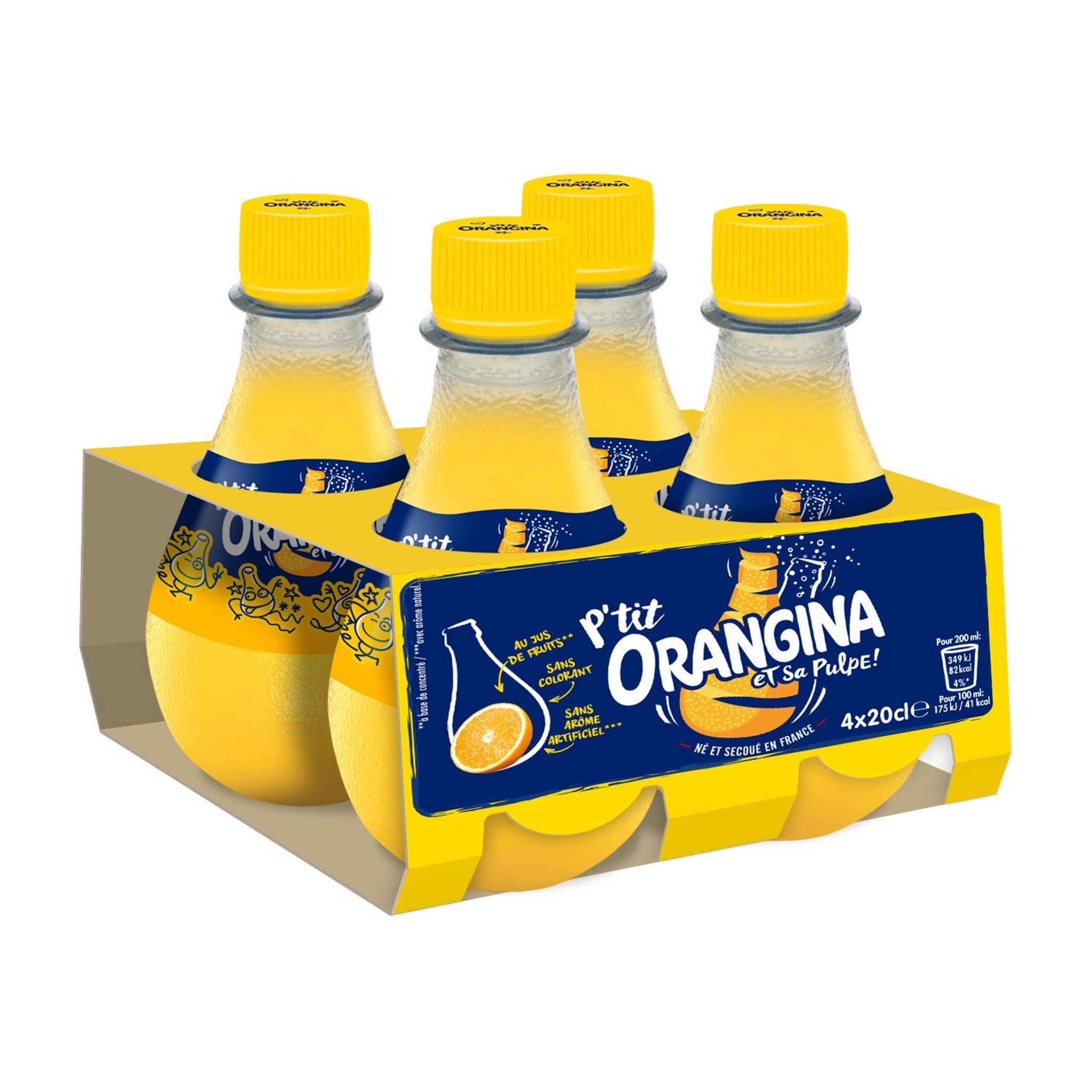 ORANGINA Boisson gazeuse à la pulpe de fruit jaune bouteilles mini 4x20cl  pas cher 