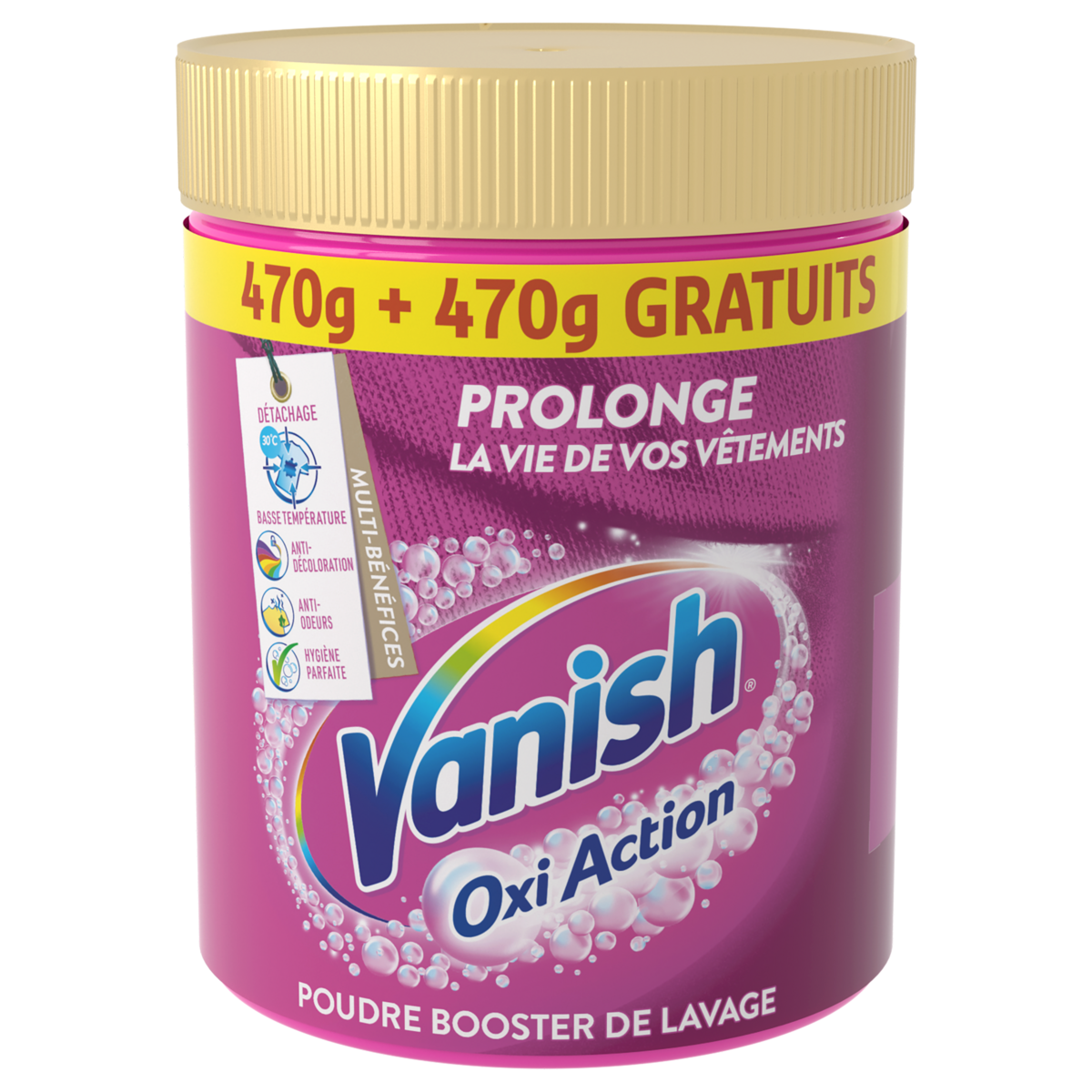 VANISH Oxi Action poudre booster de lavage 470g+470g offert