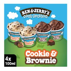 BEN & JERRY'S Mini pots de crème glacée The Cookie & Brownie Cool-lection 4 pièces 400g