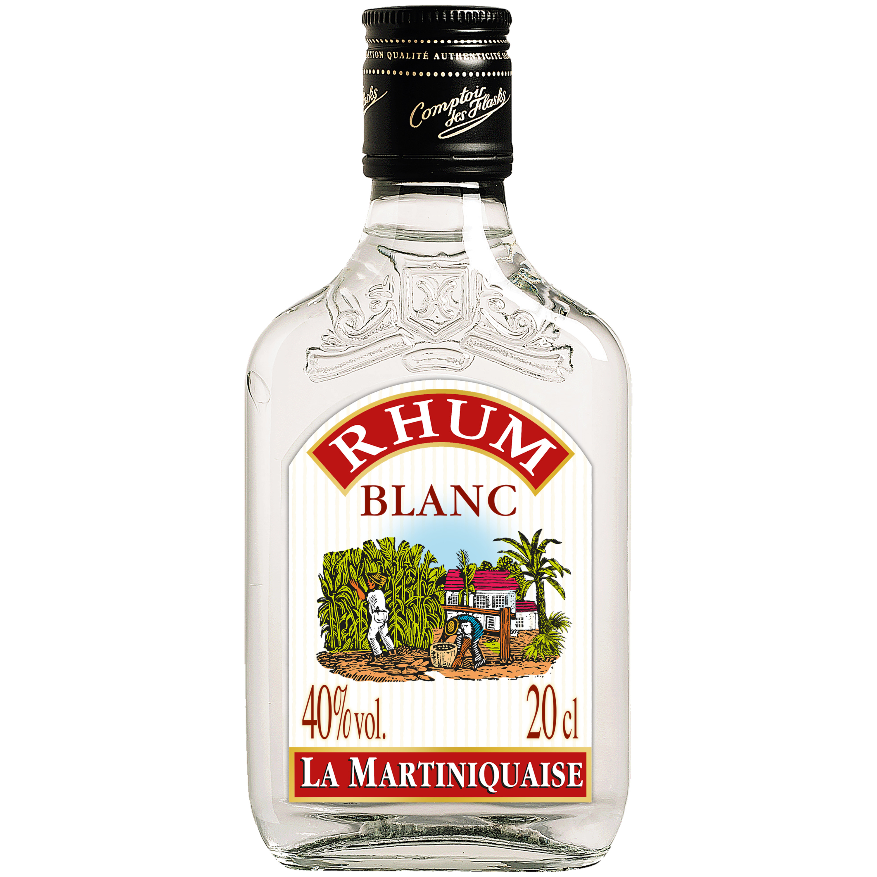 LA MARTINIQUAISE Rhum blanc flasque 40% 20cl pas cher 