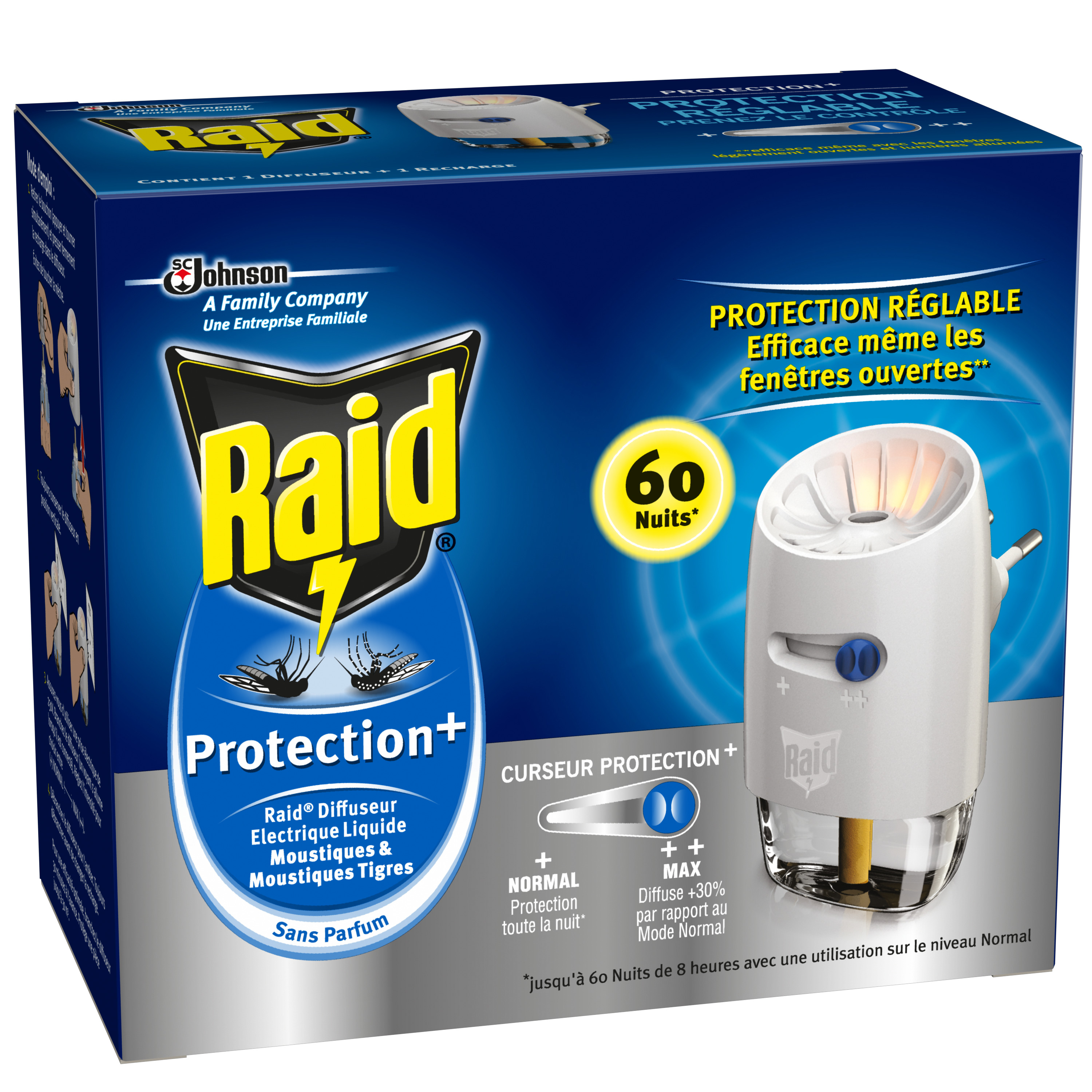 RAID Diffuseur Electrique Insecticide Anti-Moustiques Tigres + Recharge 45  Nuits