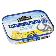 CONNETABLE Filets de sardines au citron bio sans huile, préparés en bretagne 90g