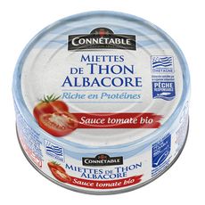 CONNETABLE Miettes de thon albacore MSC à la sauce tomate bio préparées en Bretagne 160g