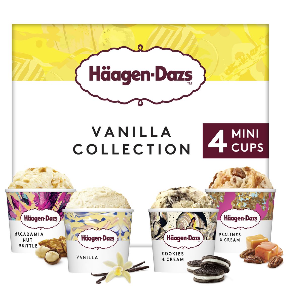 HAAGEN DAZS Mini pot crème glacée vanille collection 4 pièces 320g