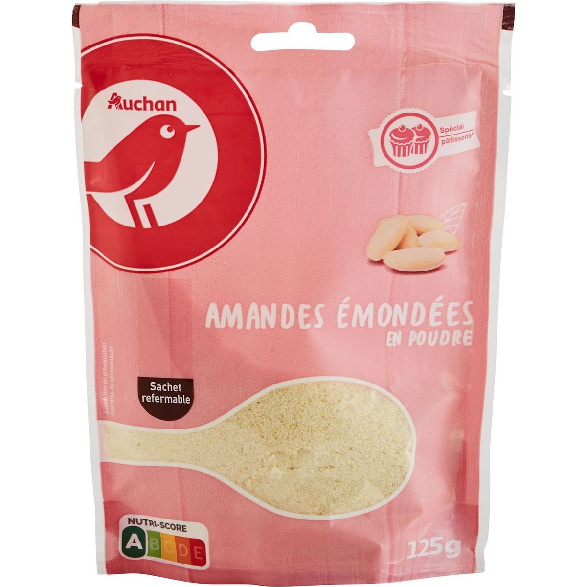 AUCHAN Amandes émondées en poudre sachet refermable 125g pas cher