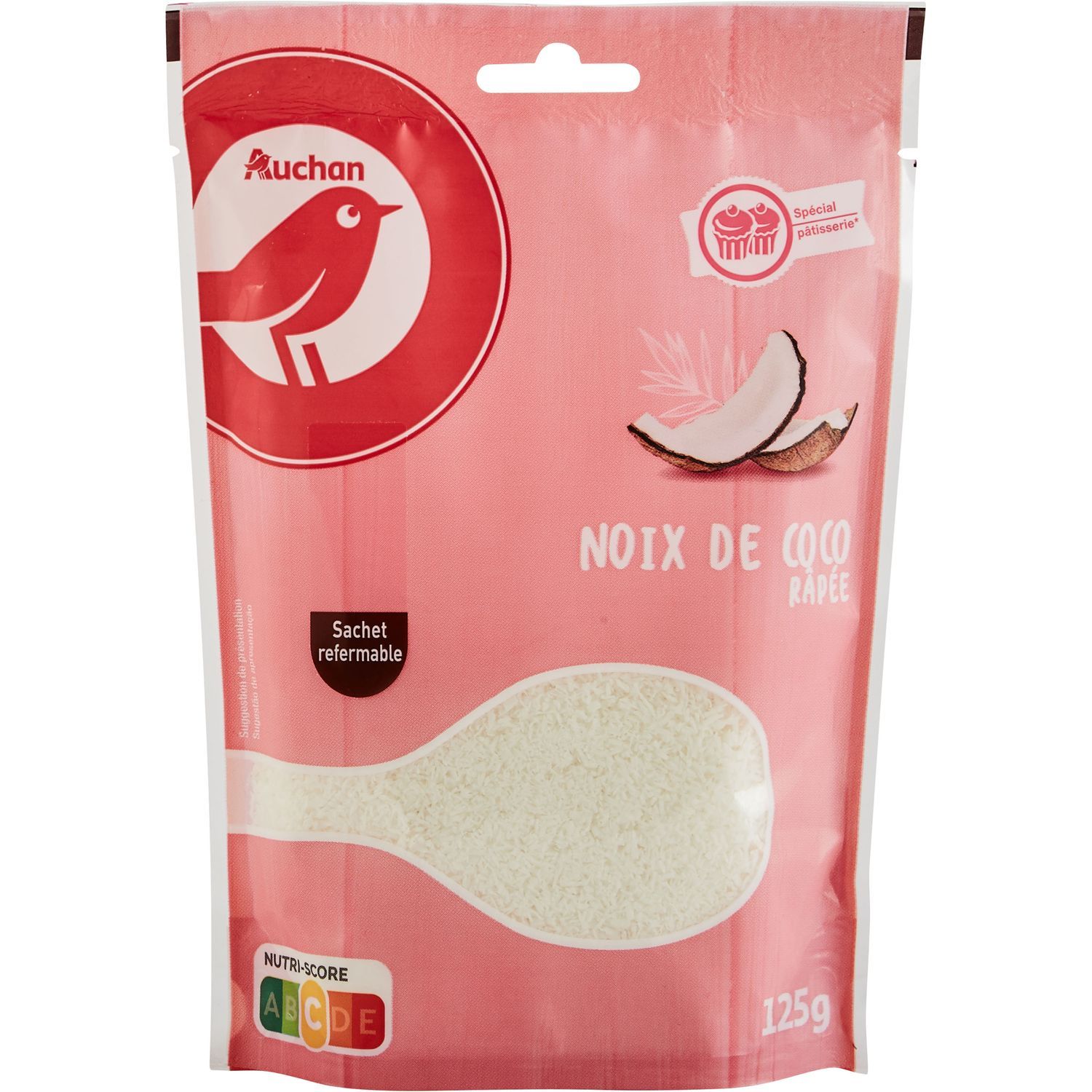 AUCHAN Noix de coco râpée sachet refermable 125g pas cher 