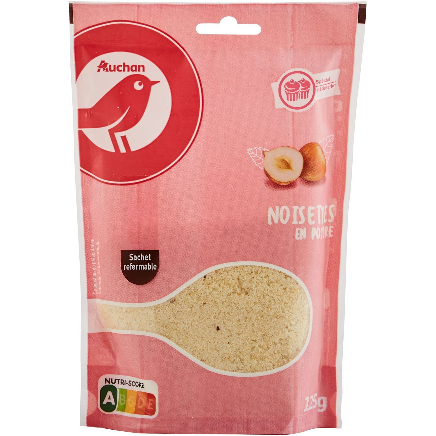 AUCHAN Poudre de noisettes sachet refermable 125g pas cher 