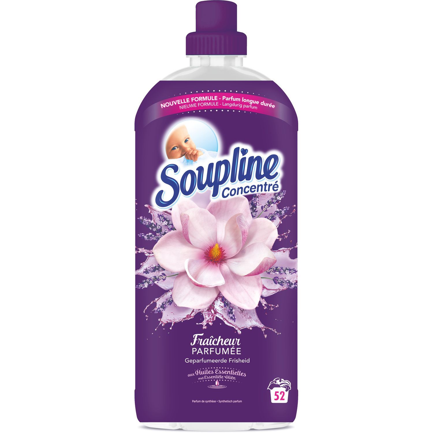 SOUPLINE Assouplissant concentré fraîcheur parfumée fleurs blanches et noix  de coco 56 lavages 1.2l pas cher 