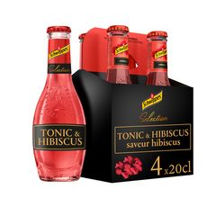 SCHWEPPES Boisson pour cocktail premium mixer tonic et hibiscus bouteilles 4x20cl