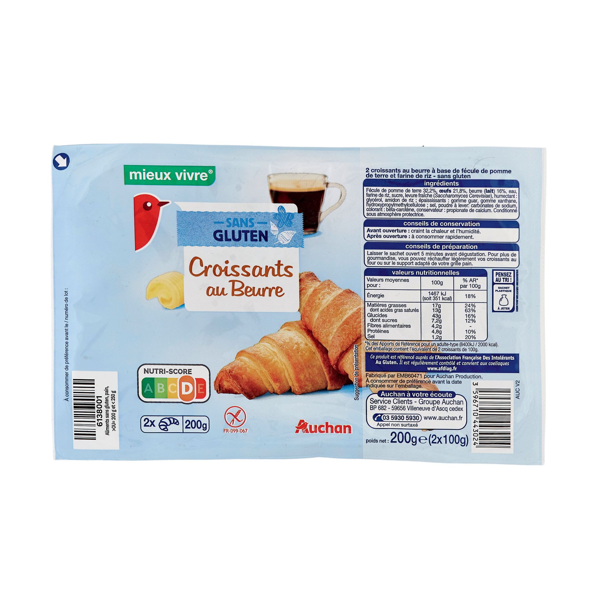 16 pains au chocolat Au levain - Carrefour - 720 g