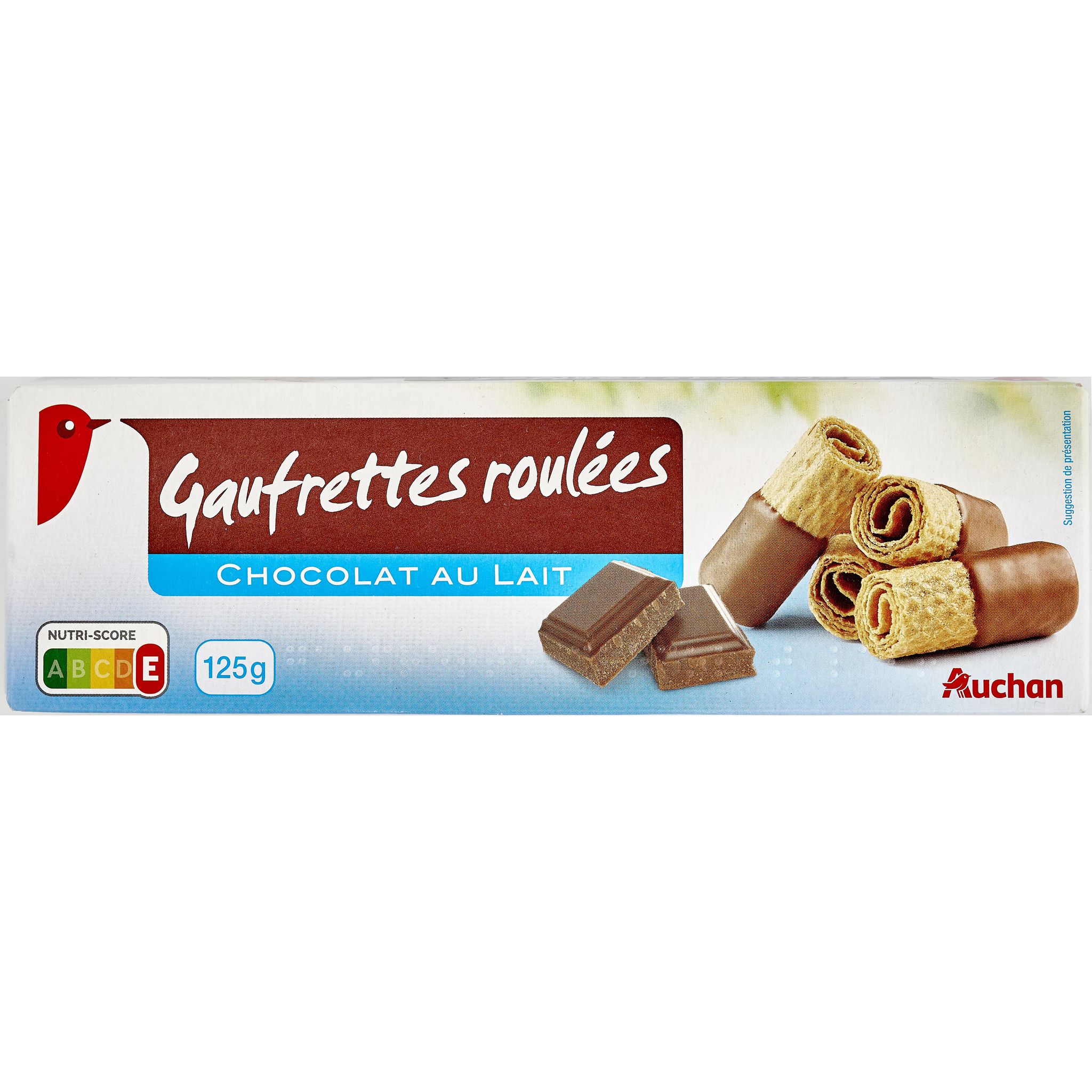 AUCHAN Gaufres moelleuses nappées au chocolat belge, sachets individuels 8  gaufres 296g pas cher 