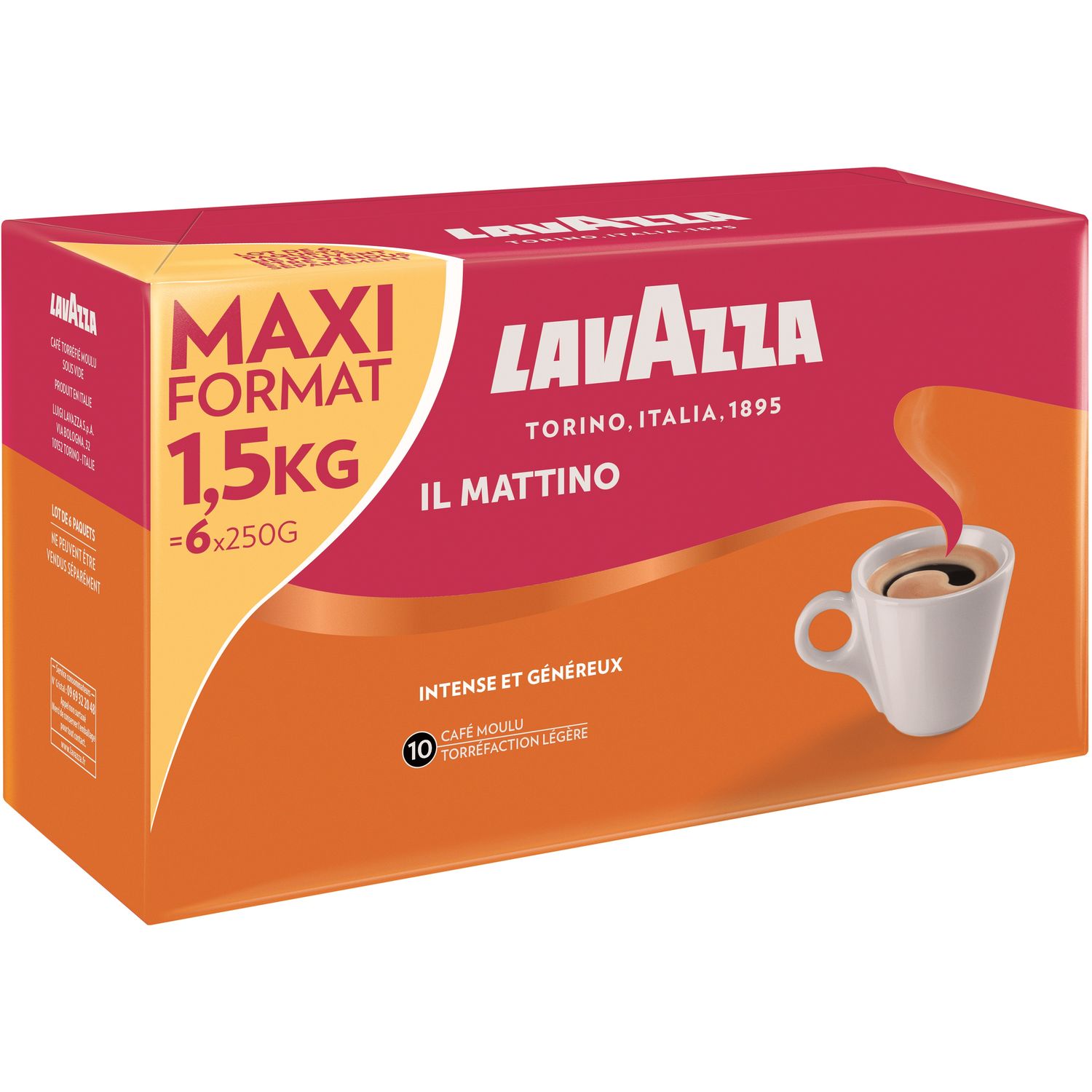 LAVAZZA Café moulu Il mattino intense et généreux 6x250g pas cher