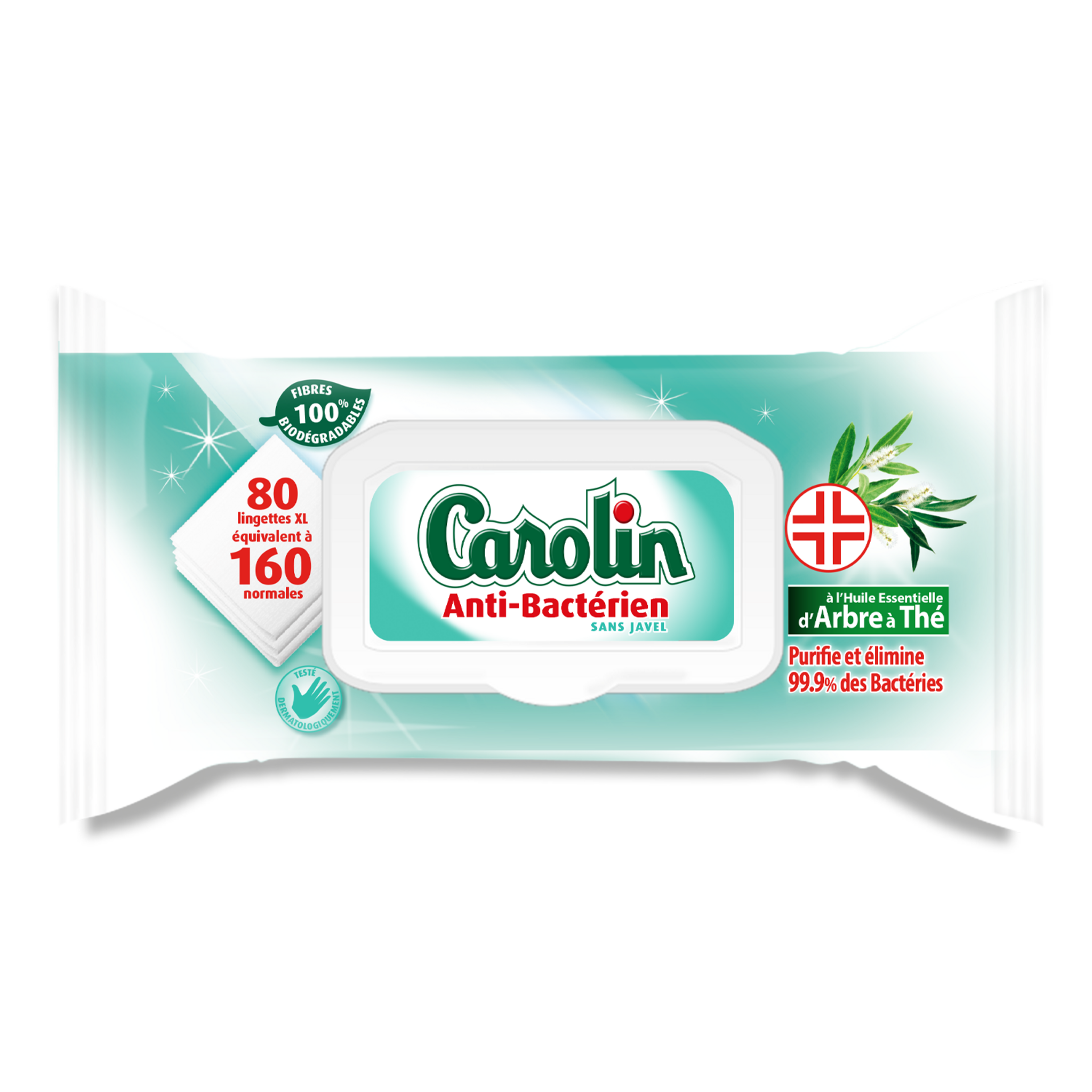 Carolin Lingettes Sols Anti-bactériennes à l'Huile Essentielle d