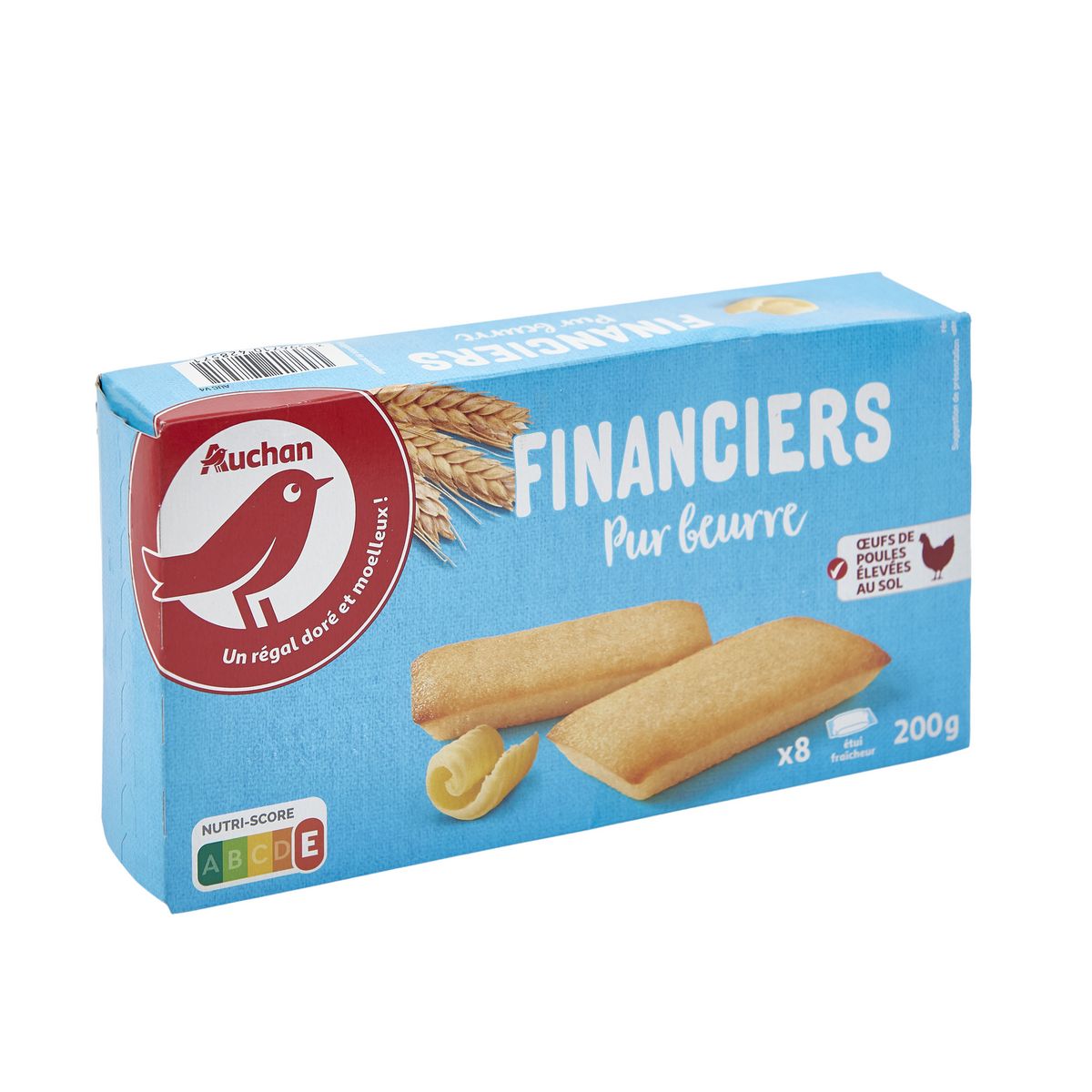 AUCHAN Financiers pur beurre sachets fraîcheur 8 biscuits 200g