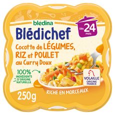 BLEDINA Blédichef assiette légumes riz poulet au curry dès 24 mois 250g