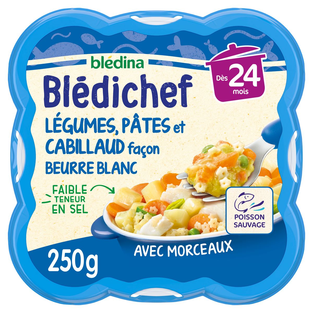 BLEDINA Blédichef assiette légumes pâtes et cabillaud dès 24 mois 250g