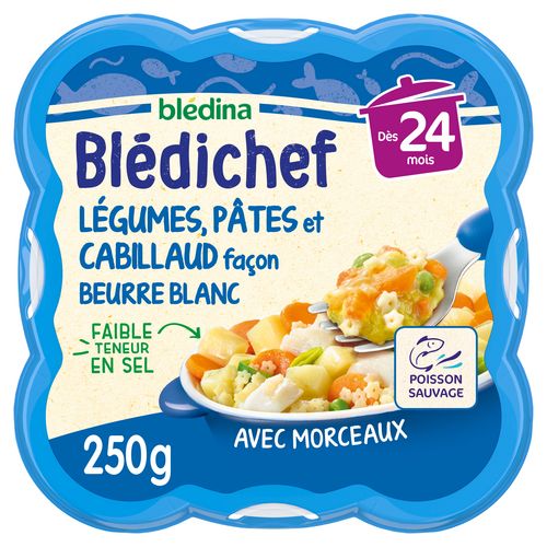 BLEDINA : Blédichef - Légumes pâtes et cabillaud dès 24 mois - chronodrive