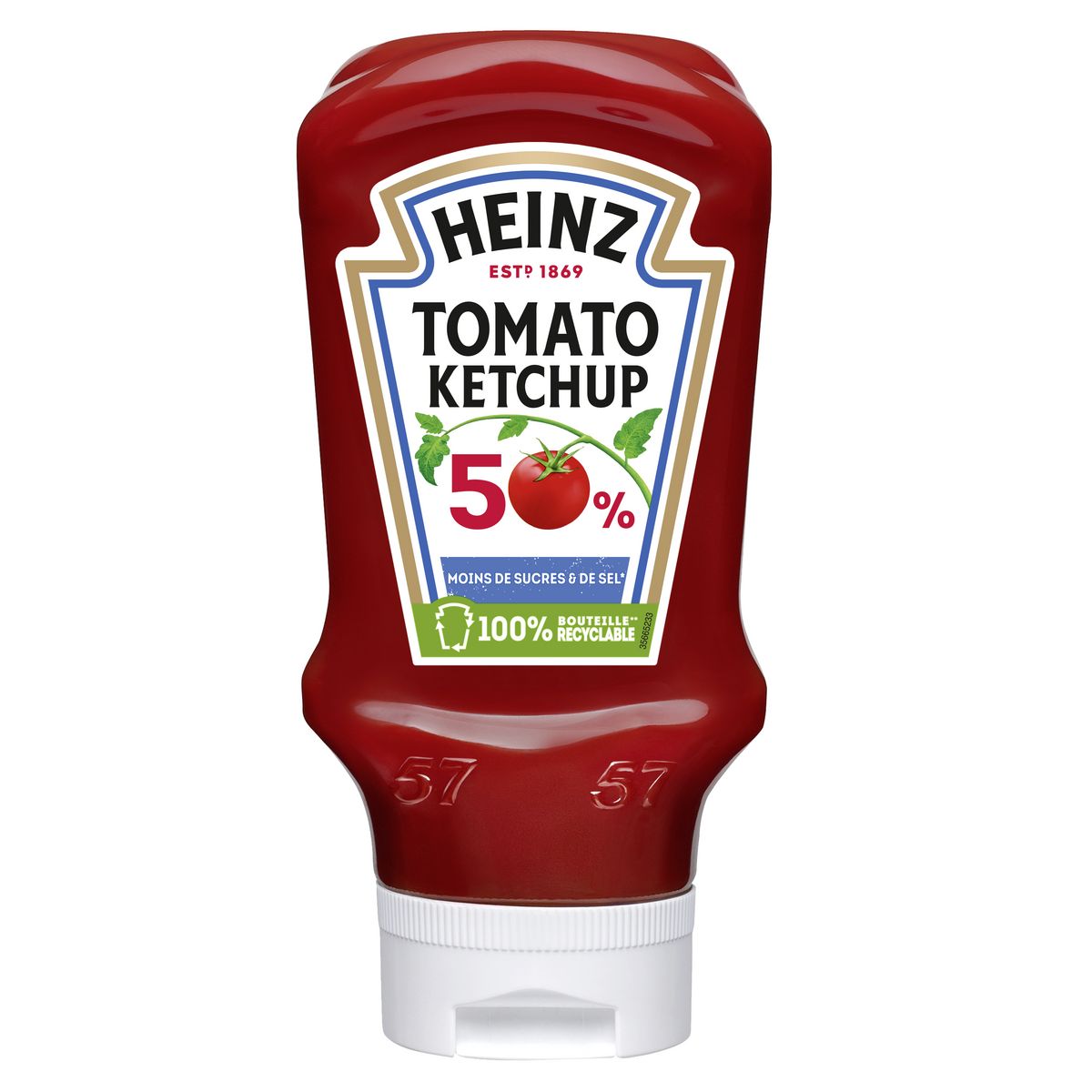 HEINZ Tomato ketchup réduit sucre et sel flacon souple 625g