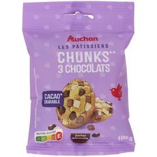 AUCHAN Pépites de chocolat blanc sachet refermable 100g pas cher