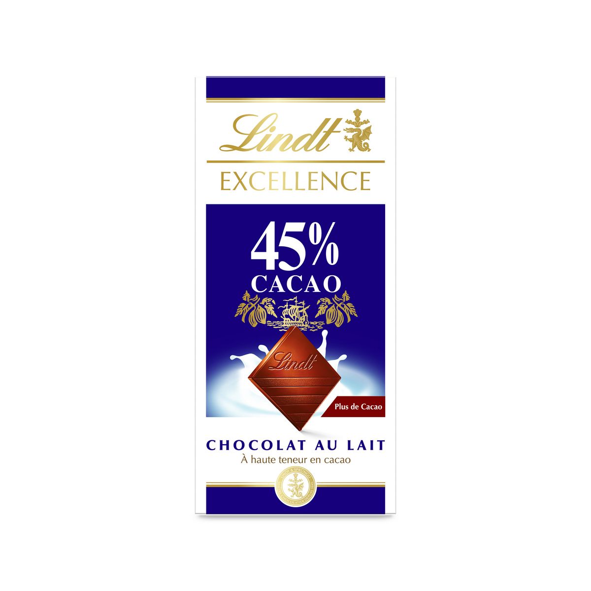 LINDT Excellence tablette de chocolat au lait 45% cacao 1 tablette 80g