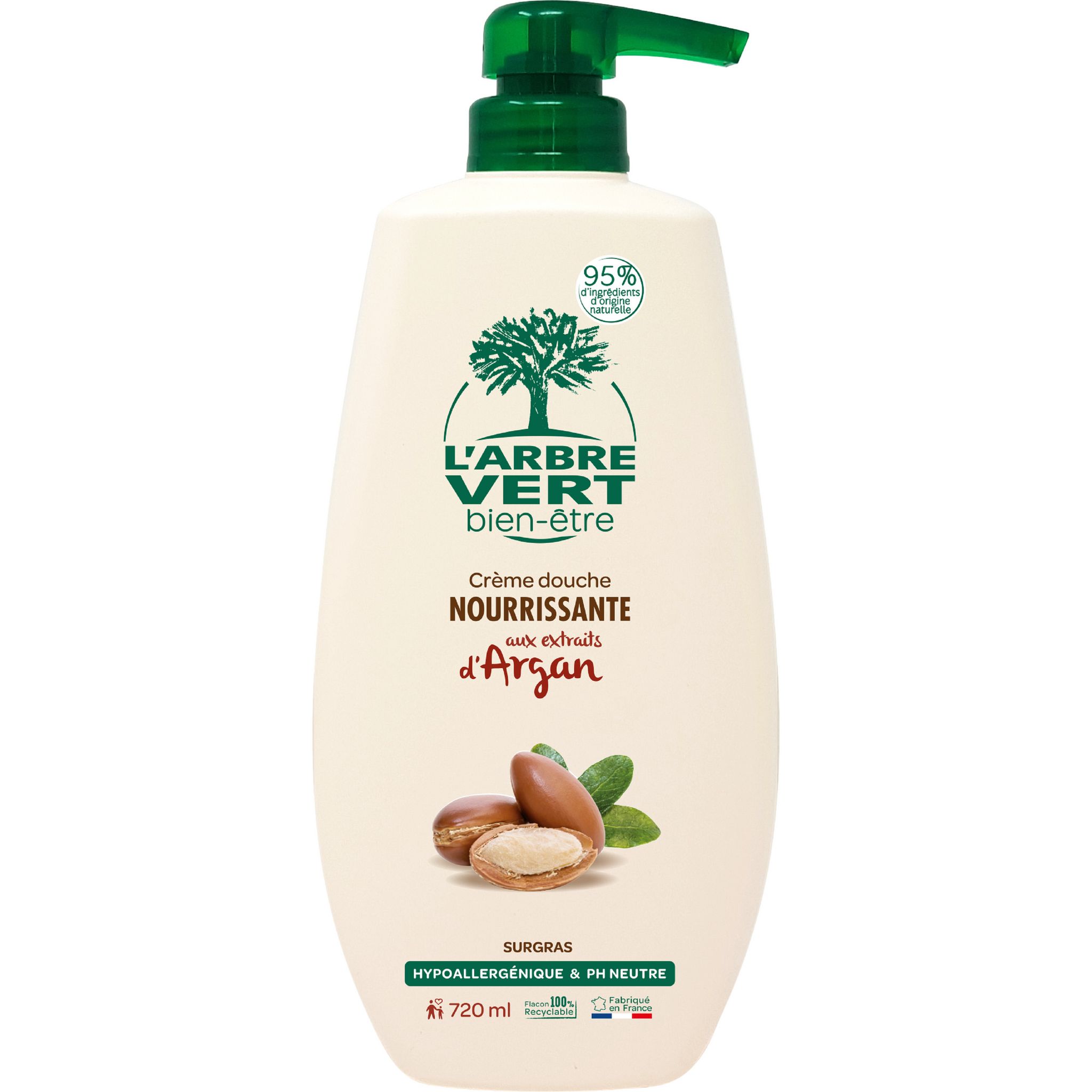 L'ARBRE VERT, Recharge Gel douche écologique Fleurs de Cerisier 500ml, Douches crème