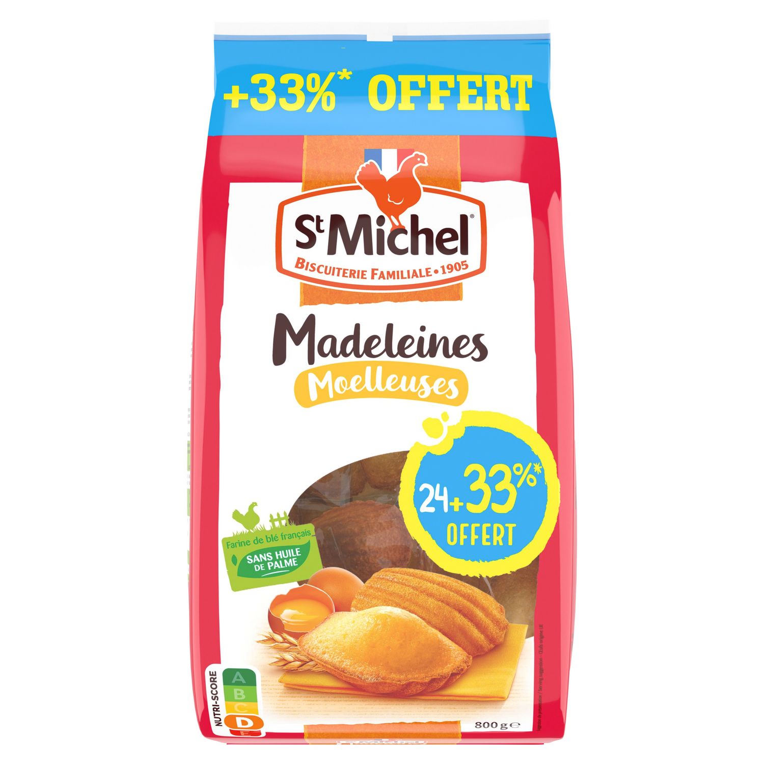 ST MICHEL Madeleines moelleuses, sachets individuels 24 madeleines 600g pas  cher 