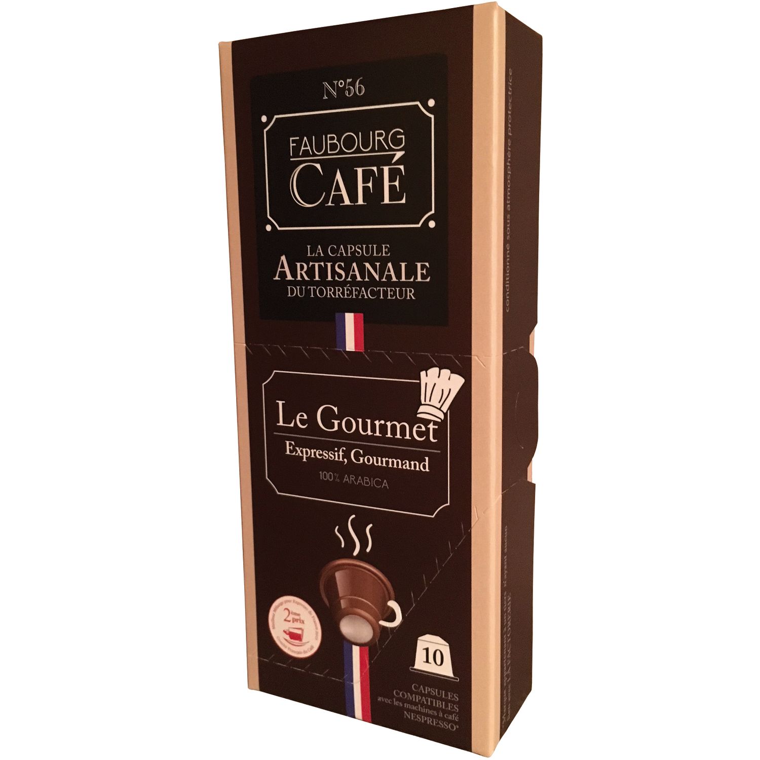 FAUBOURG CAFE Capsules de café le gourmet 100% arabica bio compatibles  Nespresso 10 capsules 53g pas cher 